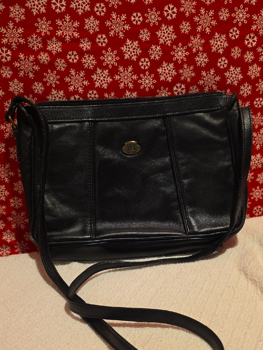 Etienne Aigner Classic Black Leather Crossbody Bag -  Women's Shoulder Purse